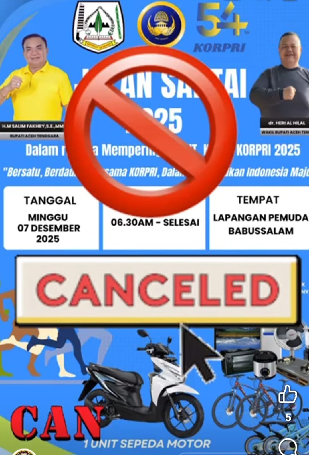 Fokus Tanggap Darurat, Pemkab Batalkan Jalan Santai Dalam Rangka HUT Korpri Ke-54