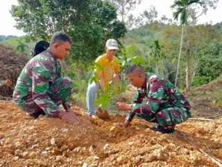 Satgas TMMD Tanam 200 Bibit Mahoni di Desa Jeumpa Sikureung