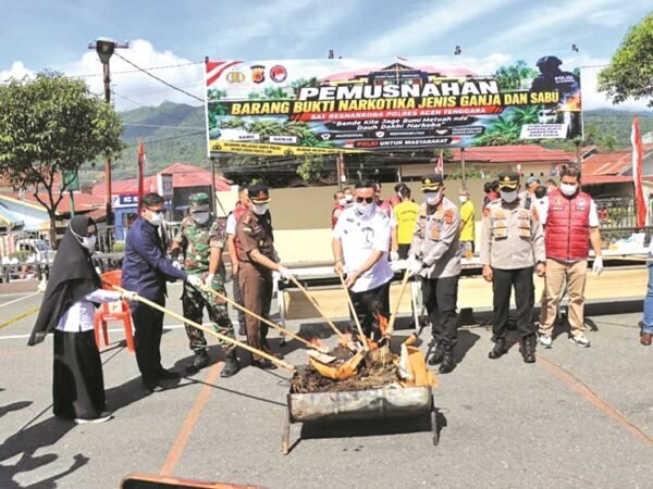 Polres Agara Tegaskan Perang terhadap Narkoba  4,6 Kg Ganja dan 90,97 Gram Sabu Dimusnahkan